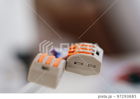 Quick-release terminals. Modern connection of electrical appliances.  97293685