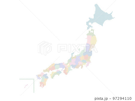 日本地図のイラスト: カラフルなドット柄 97294110