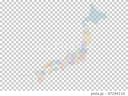 日本地図のイラスト: カラフルなドット柄 97294110
