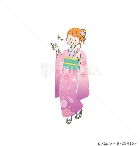 晴れ着姿の女性のイラスト素材 晴れ着姿の女性のイラスト素材 97294167