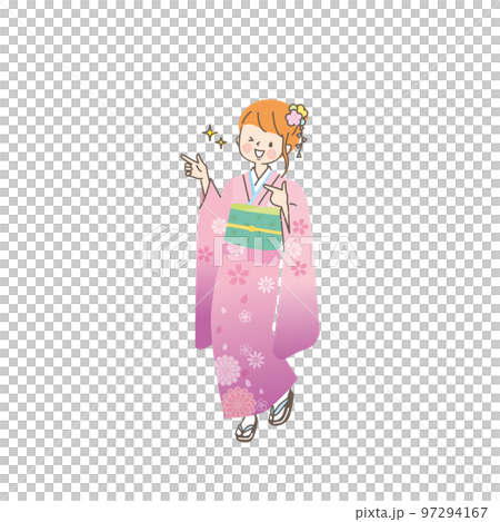 晴れ着姿の女性のイラスト素材 晴れ着姿の女性のイラスト素材 97294167