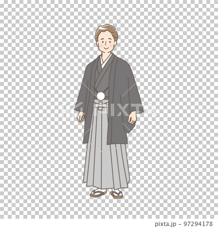 袴姿の男性の全身イラスト素材 袴姿の男性の全身イラスト素材 97294178