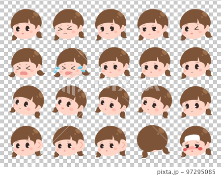 Girl's facial expression illustration material set 97295085