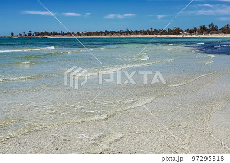 Wonderful view of the lagoon, white sand beach and blue sea. Djerba, Tunisia 97295318