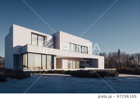 3d rendering of modern cozy house, 3d illustration 3d rendering of modern cozy house, 3d illustration 97296169