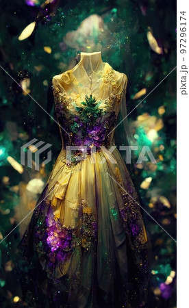 Gorgeous party dress with fancy decor, 3d render 97296174