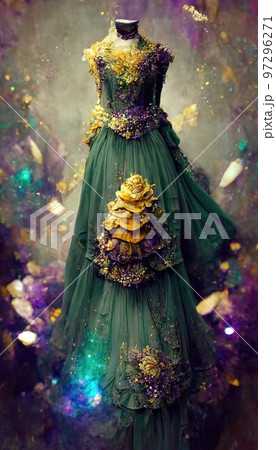 Gorgeous party dress with fancy decor, 3d render 97296271