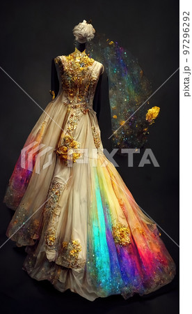 Gorgeous party dress with fancy decor, 3d render Gorgeous party dress with fancy decor, 3d render 97296292