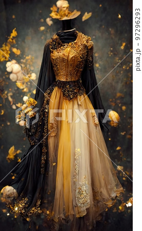 Gorgeous party dress with fancy decor, 3d render Gorgeous party dress with fancy decor, 3d render 97296293