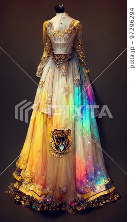 Gorgeous party dress with fancy decor, 3d render Gorgeous party dress with fancy decor, 3d render 97296294
