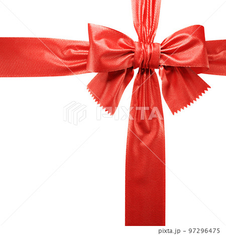 Red ribbon bow on white background. 3d Red ribbon bow on white background. 3d 97296475