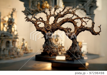 Baroque sculpture of a tree, 3d render Baroque sculpture of a tree, 3d render 97296498