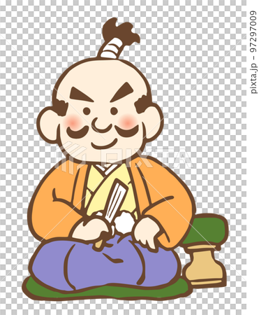 扇子を持って座る殿様のイラスト 97297009