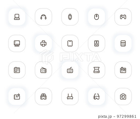 Computers and devices line icons set. Editable Stroke. 24x24 Pixel Perfect. 97299861