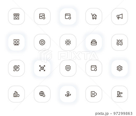 NFT line icons set. Editable Stroke. 24x24 Pixel Perfect. NFT line icons set. Editable Stroke. 24x24 Pixel Perfect. 97299863