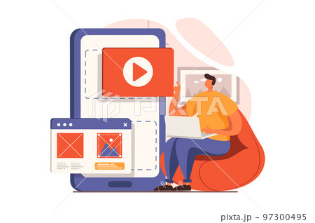Ui and ux designers web concept in flat design. Vector illustration Ui and ux designers web concept in flat design. Vector illustration 97300495