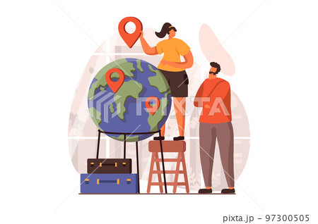 Travelling web concept in flat design. Vector illustration Travelling web concept in flat design. Vector illustration 97300505