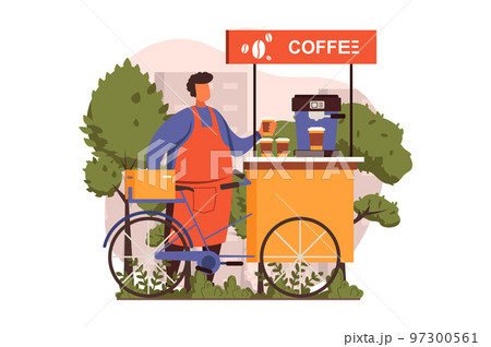 Street shops web concept in flat design. Vector illustration 97300561