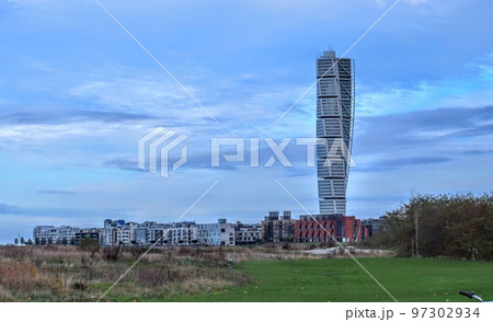 City blue skyline view in Malmo, Sweden City blue skyline view in Malmo, Sweden 97302934