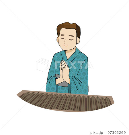 お参りをする男性 初詣 97303269