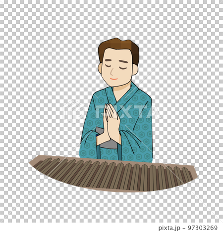 お参りをする男性 初詣 97303269