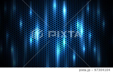 Dark blue background. Navy blue hexagon carbon fiber texture with bright flashes. 97304104