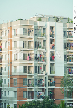 low angle view of residential buildings in dhaka in bangladesh low angle view of residential buildings in dhaka in bangladesh 97305032