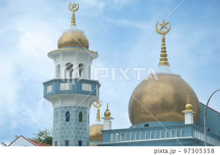 a beautiful mosque against blue sky a beautiful mosque against blue sky 97305358