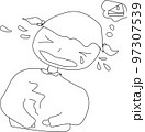 おなかがすいて泣いている女の子のキャラクターイラスト 97307539