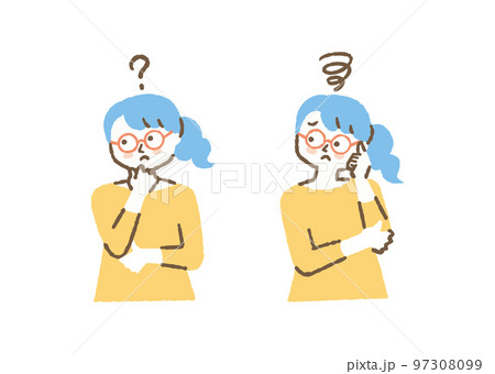 疑問に思っているメガネを掛けた女性_色 97308099