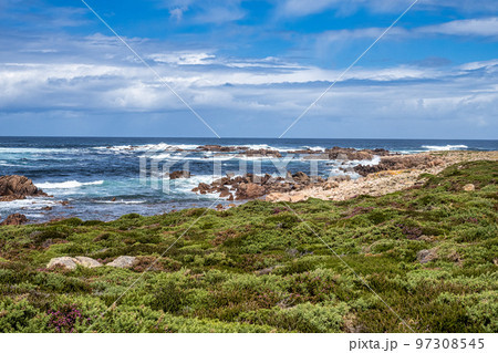 Praia do Trece Beach and section of the Lighthouse Trail, Camarinas, Galicia, Spain Praia do Trece Beach and section of the Lighthouse Trail, Camarinas, Galicia, Spain 97308545