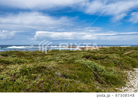 Praia do Trece Beach and section of the Lighthouse Trail, Camarinas, Galicia, Spain Praia do Trece Beach and section of the Lighthouse Trail, Camarinas, Galicia, Spain 97308548