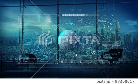 Infographics of freight transport and cargo delivery. 97308617