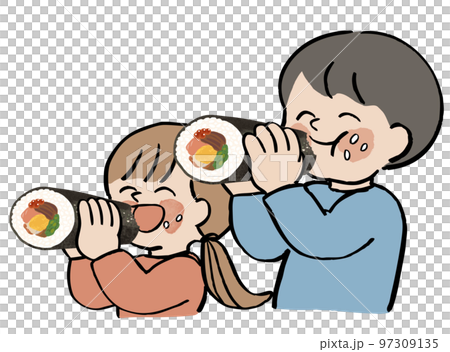 Children eating ehomaki 97309135