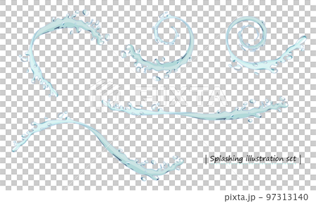 水しぶきのイラストのセット（白背景・ベクター・切り抜き） 97313140