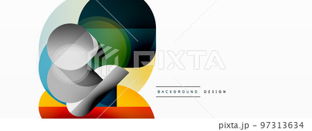 Round triangle shapes lines and circles. Geometric vector illustration for wallpaper banner background or landing page Round triangle shapes lines and circles. Geometric vector illustration for wallpaper banner background or landing page 97313634