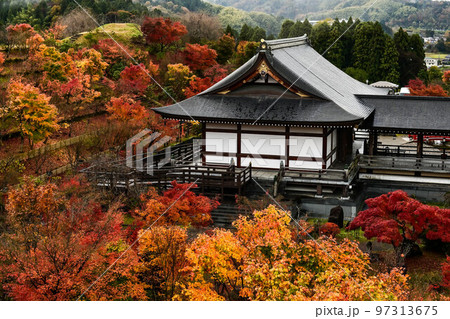 雨降る晩秋の俱利伽羅不動寺の紅葉 雨降る晩秋の俱利伽羅不動寺の紅葉 97313675