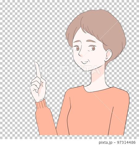 一位高級女性舉起食指的插圖（動漫繪畫） 97314486