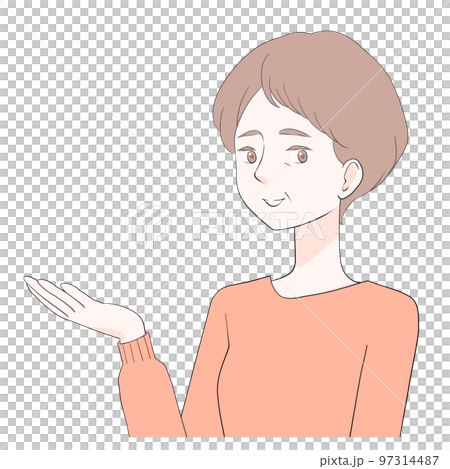 這是一位手掌朝上的高級女士的插圖（動畫） 97314487