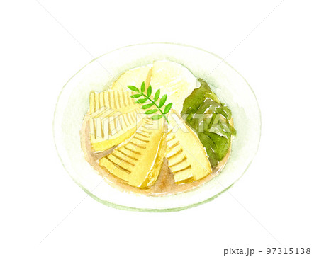 たけのことわかめの煮物 水彩イラスト たけのことわかめの煮物 水彩イラスト 97315138