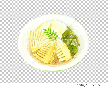 たけのことわかめの煮物 水彩イラスト たけのことわかめの煮物 水彩イラスト 97315138