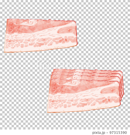 手描き水彩のベーコンイラストセット 97315390