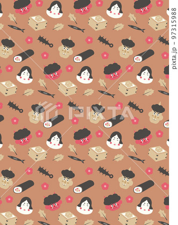 節分のイラストの縦型パターン 97315988