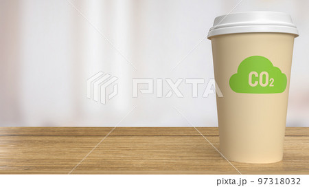 The icon co2 on coffee cup for eco or environment concept 3d rendering The icon co2 on coffee cup for eco or environment concept 3d rendering 97318032