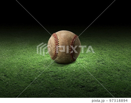 close-up baseball on the infield, sport concept 97318894