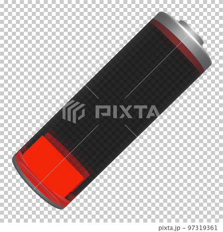 low battery charge red indicator isolated. charging battery technology concept, 3d illustration, 3d render 97319361