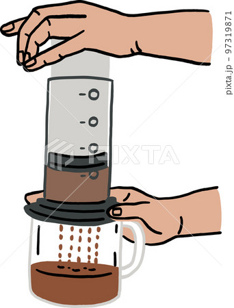 Aero press Coffee Brewing Methods Hand drawn color illustration Aero press Coffee Brewing Methods Hand drawn color illustration 97319871