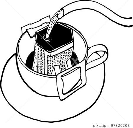 Drip bag Coffee brewer Hand drawn line art Illustration Drip bag Coffee brewer Hand drawn line art Illustration 97320208