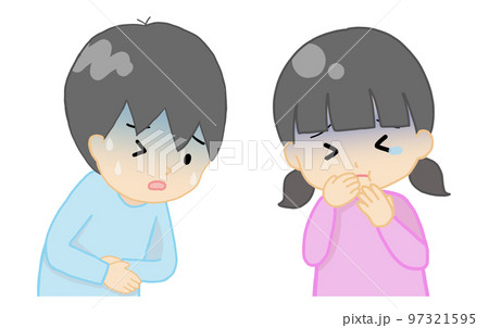 お腹の調子が悪い子どもたち 97321595