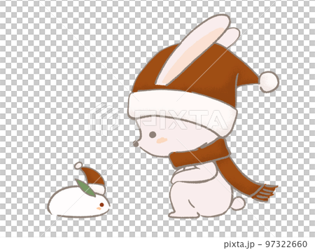 兔子看著雪兔帶線條的插畫 97322660